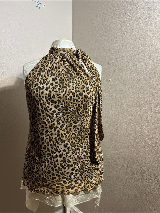 First Option Tops - Leopard Print Halter Blouse, large